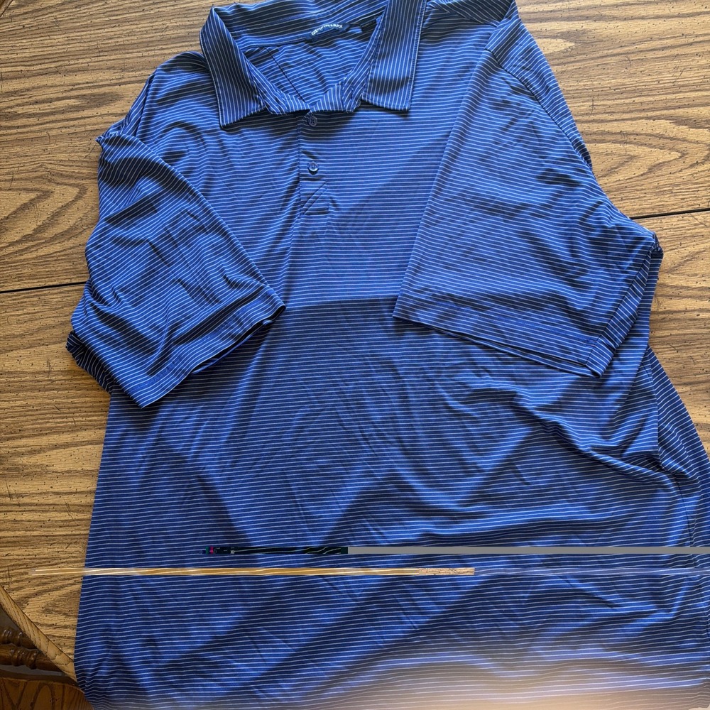 Cutter & Buck Mens 4XT Blue Striped CB DryTec Polo Shirt Short Sleeve Big & Tall